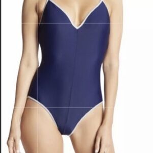 Sam Edelman Navy Swimsuit with Silver Straps